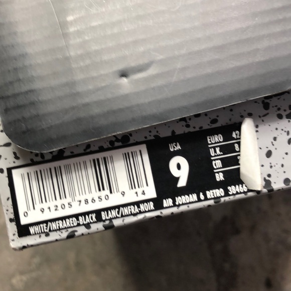 2014 JORDAN RETRO 6 INFRARED WHITE 9 (USED) - Picture 6 of 6